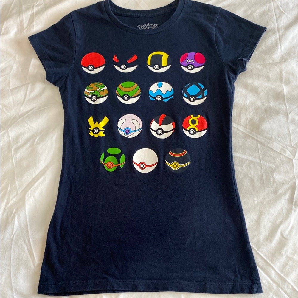 Pokémon Navy Blue Graphic Poké Ball Designs T-shirt